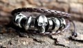 Armband leer skull bruin